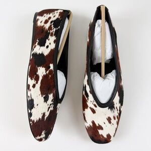 Steve Madden Leni Snip-Toe Flats Womens 8.5M Cow Print Real Fur NEW